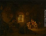 A Tavern Interior with Peasants Drinking Beneath a Window by Adriaen van Ostade